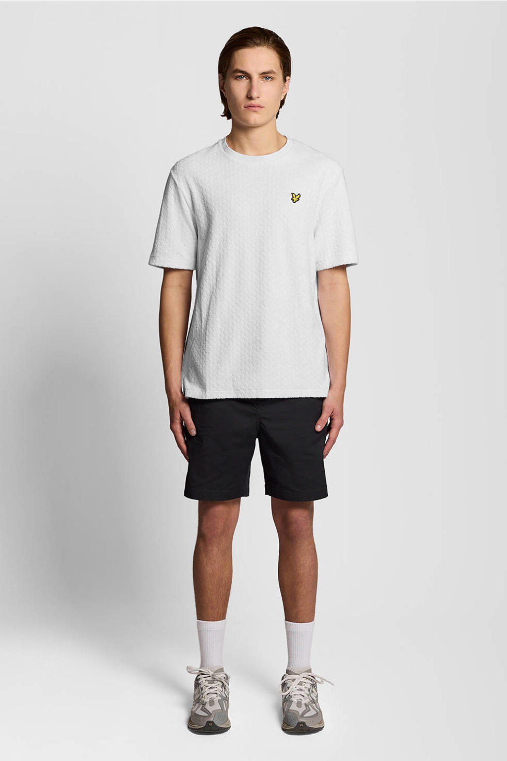 Witte heren Lyle & Scott regular T-shirt van badstof met effen, korte mouwen en ronde hals