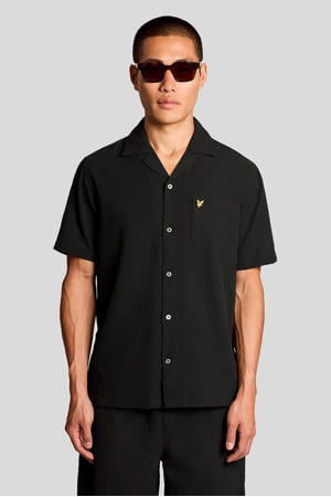 regular casual overhemd met textuur zwart