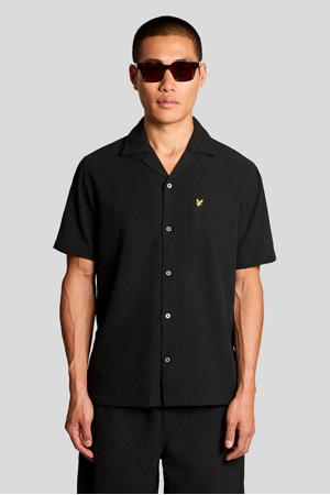 regular casual overhemd met textuur zwart
