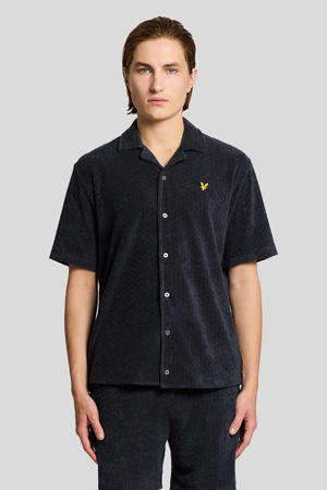 badstof relaxed casual overhemd donkerblauw
