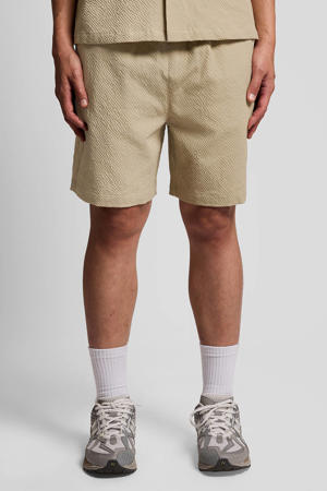 regular casual short met textuur lichtkaki