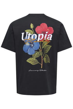 relaxed T-shirt met backprint zwart