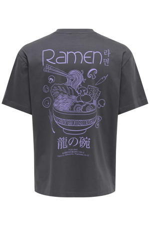 relaxed T-shirt met backprint antraciet