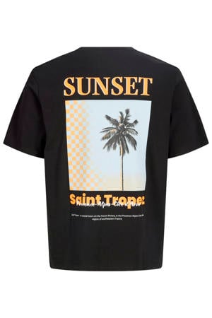 relaxed T-shirt met backprint zwart
