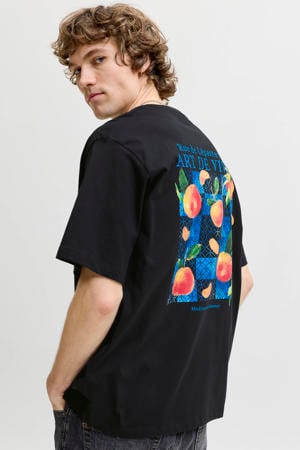 relaxed T-shirt met backprint - zwart