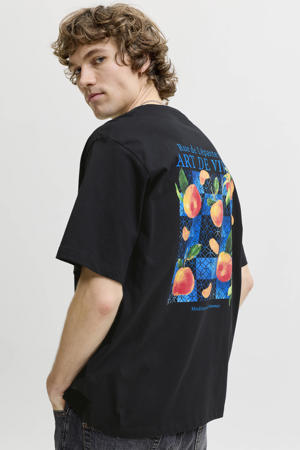 relaxed T-shirt met backprint - zwart