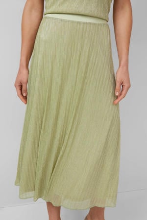 midi rok met glitter lichtgroen