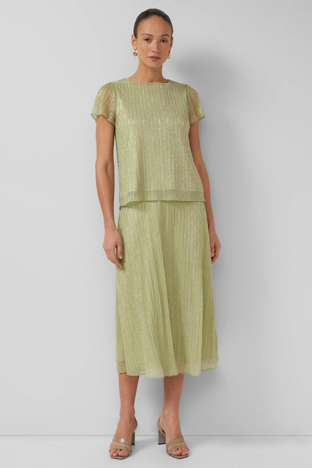 Lichtgroene dames s.Oliver BLACK LABEL midi rok met glitter voorzien van