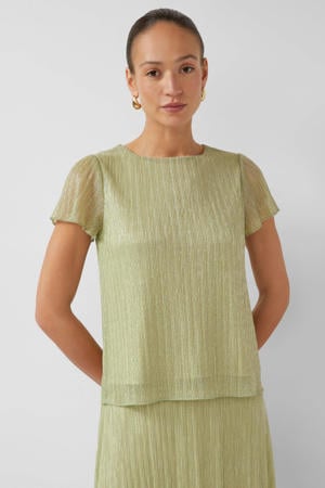 top met glitter lichtgroen