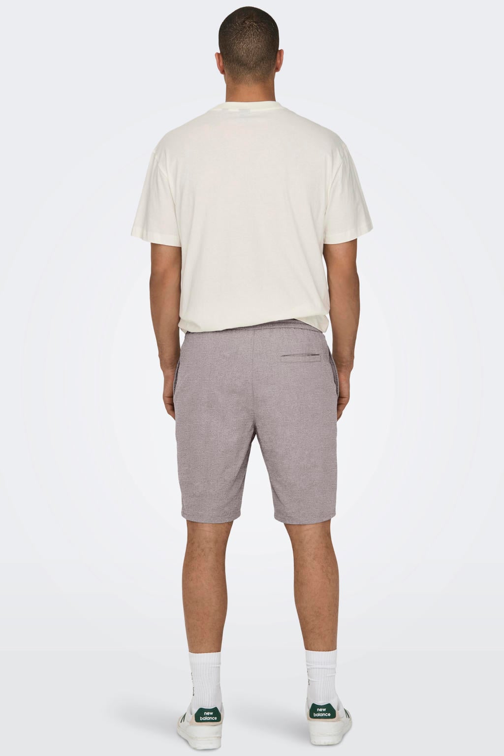 ONLY & SONS loose fit casual short met linnen - taupe