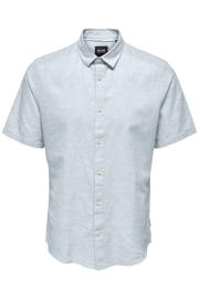 thumbnail: ONLY & SONS slim casual overhemd met linnen lichtblauw