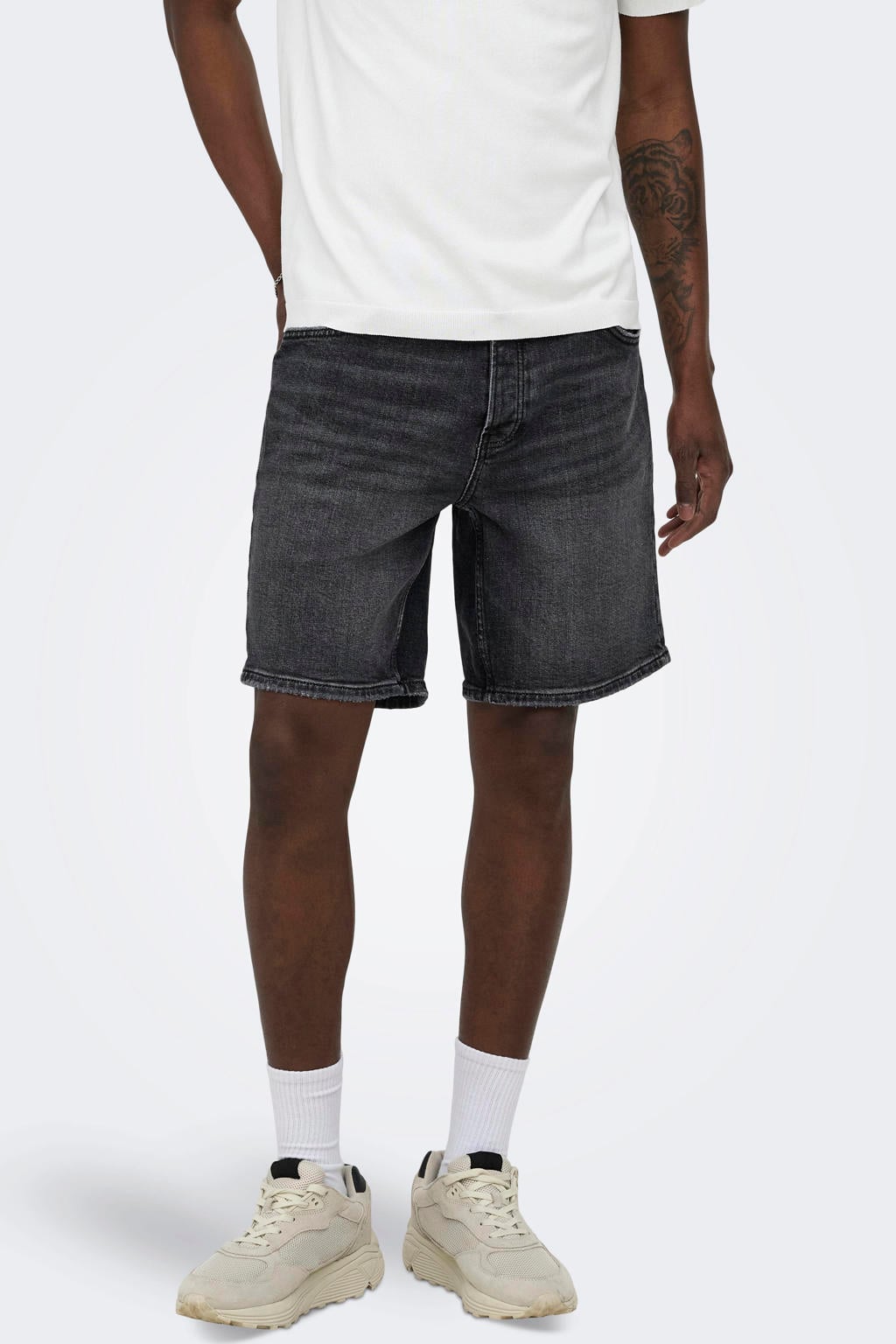 ONLY & SONS ONSEDGE straight short black denim