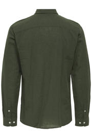 thumbnail: ONLY & SONS slim casual overhemd met linnen donkergroen