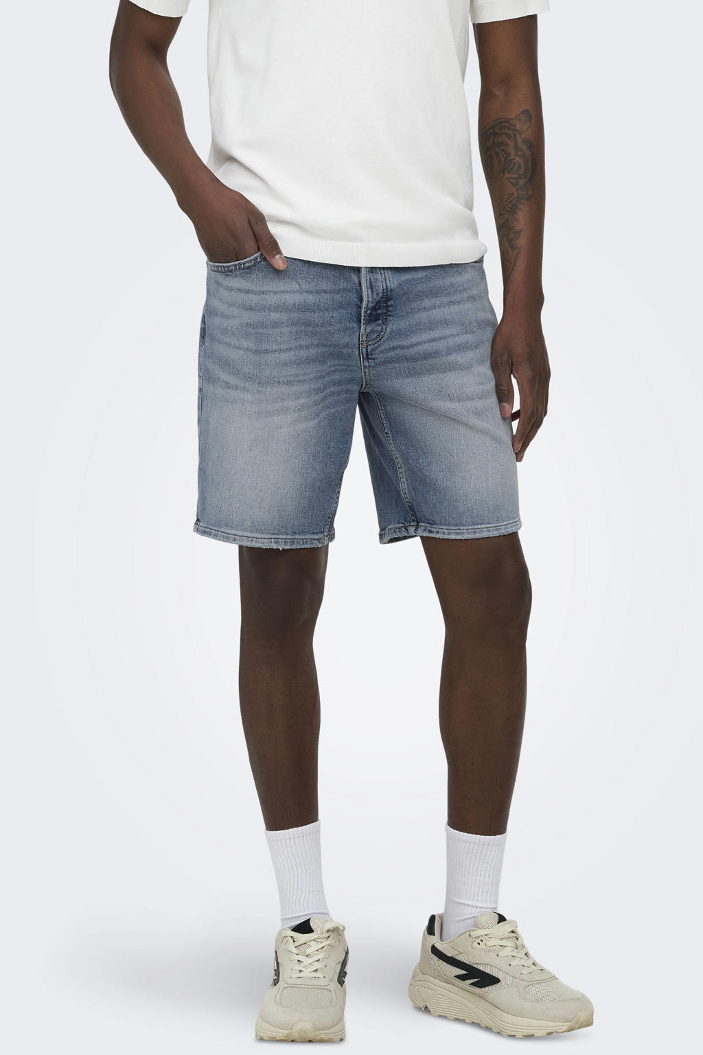 ONLY & SONS ONSEDGE straight short light blue denim