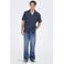 ONLY & SONS relaxed casual seersucker overhemd donkerblauw