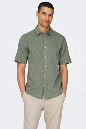slim casual overhemd met linnen