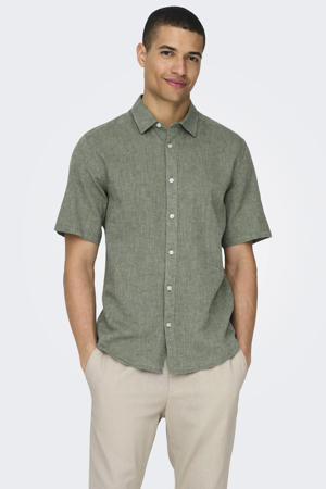 slim casual overhemd met linnen