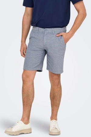 ONSMARK regular chino short met linnen grijsblauw
