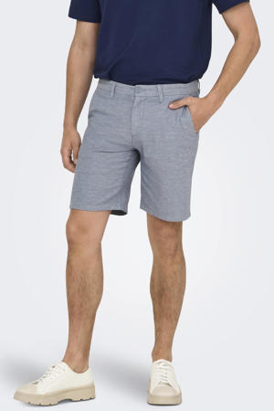 ONSMARK regular chino short met linnen grijsblauw