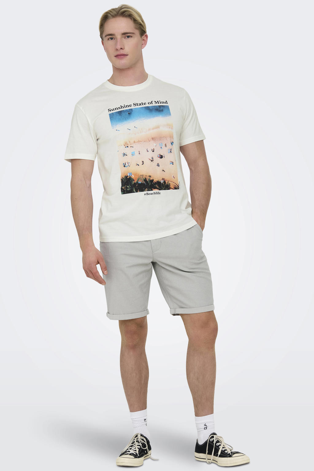 ONLY & SONS ONSPETER regular chino short grijs