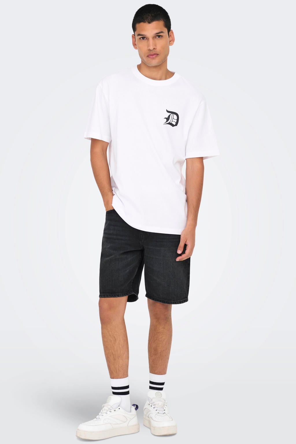 ONLY & SONS ONSEDGE straight regular waist short black denim