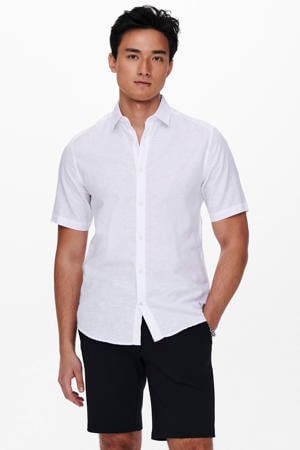 slim casual overhemd met linnen wit