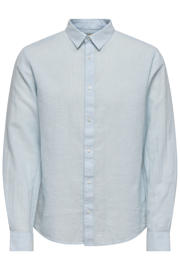 thumbnail: ONLY & SONS slim casual overhemd met linnen lichtblauw