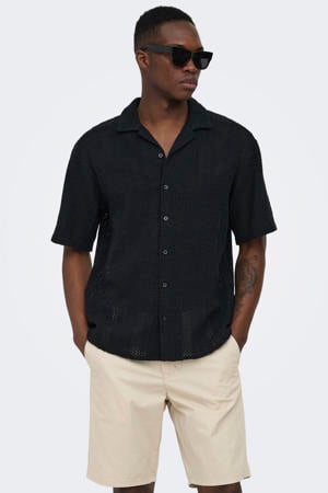 regular casual overhemd gebreid zwart