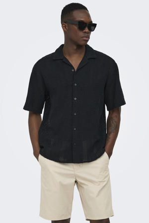 regular casual overhemd gebreid zwart