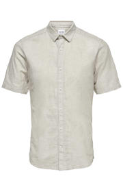 thumbnail: ONLY & SONS slim casual overhemd met linnen beige