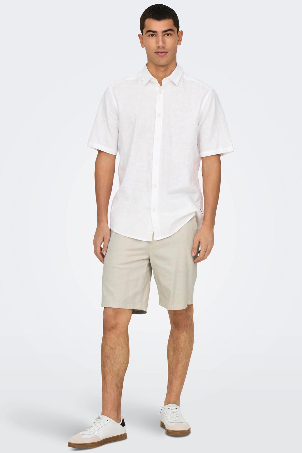 ONLY & SONS ONSMARK regular chino short met linnen beige