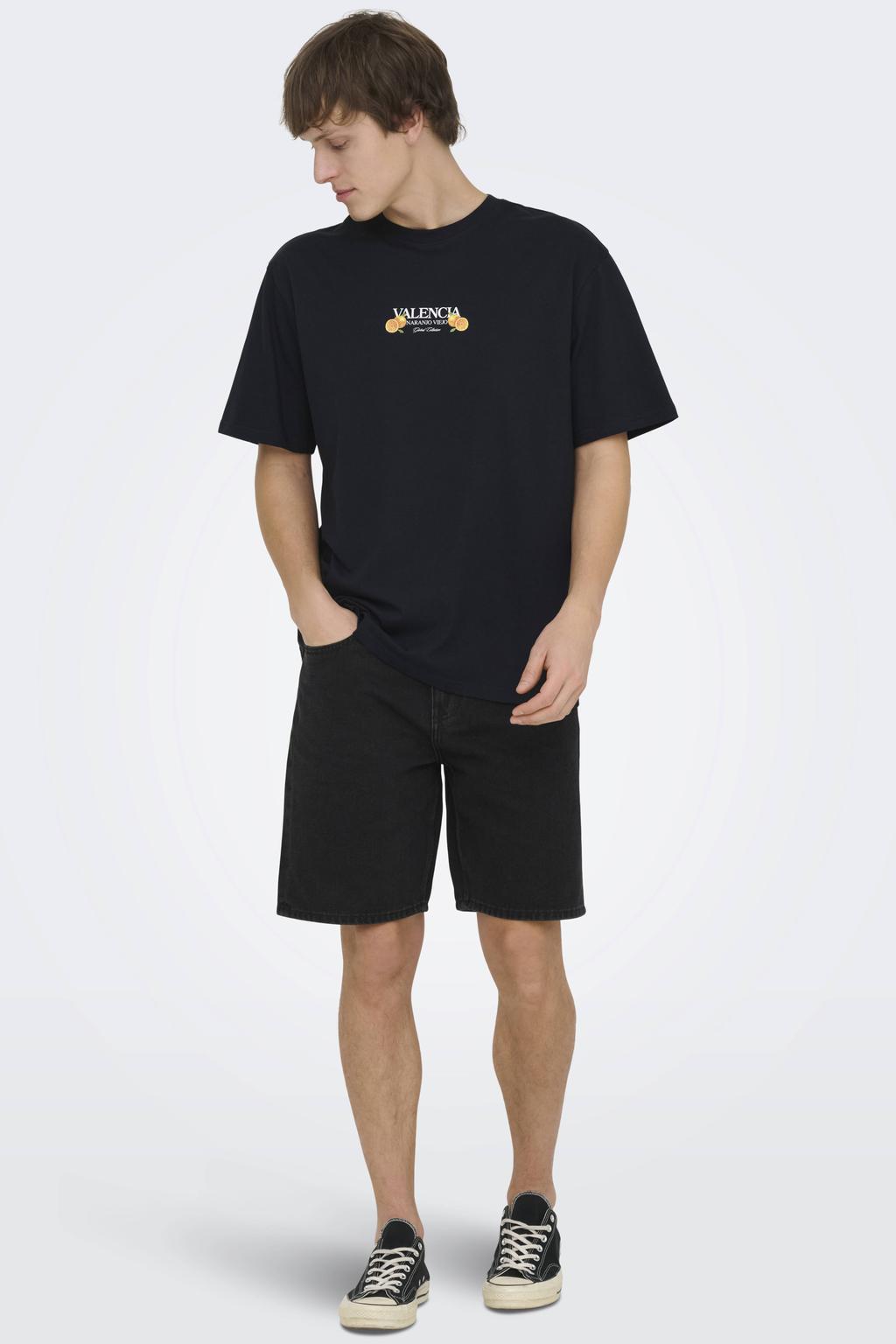 ONLY & SONS ONSEDGE denim straight casual short zwart