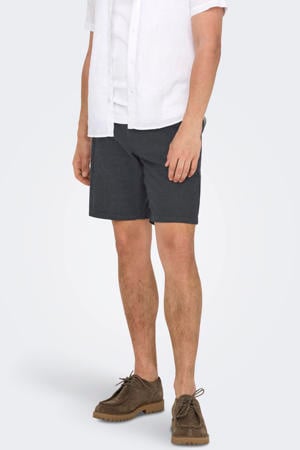 ONSMARK regular chino short met linnen antraciet