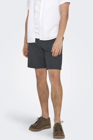 ONSMARK regular chino short met linnen antraciet