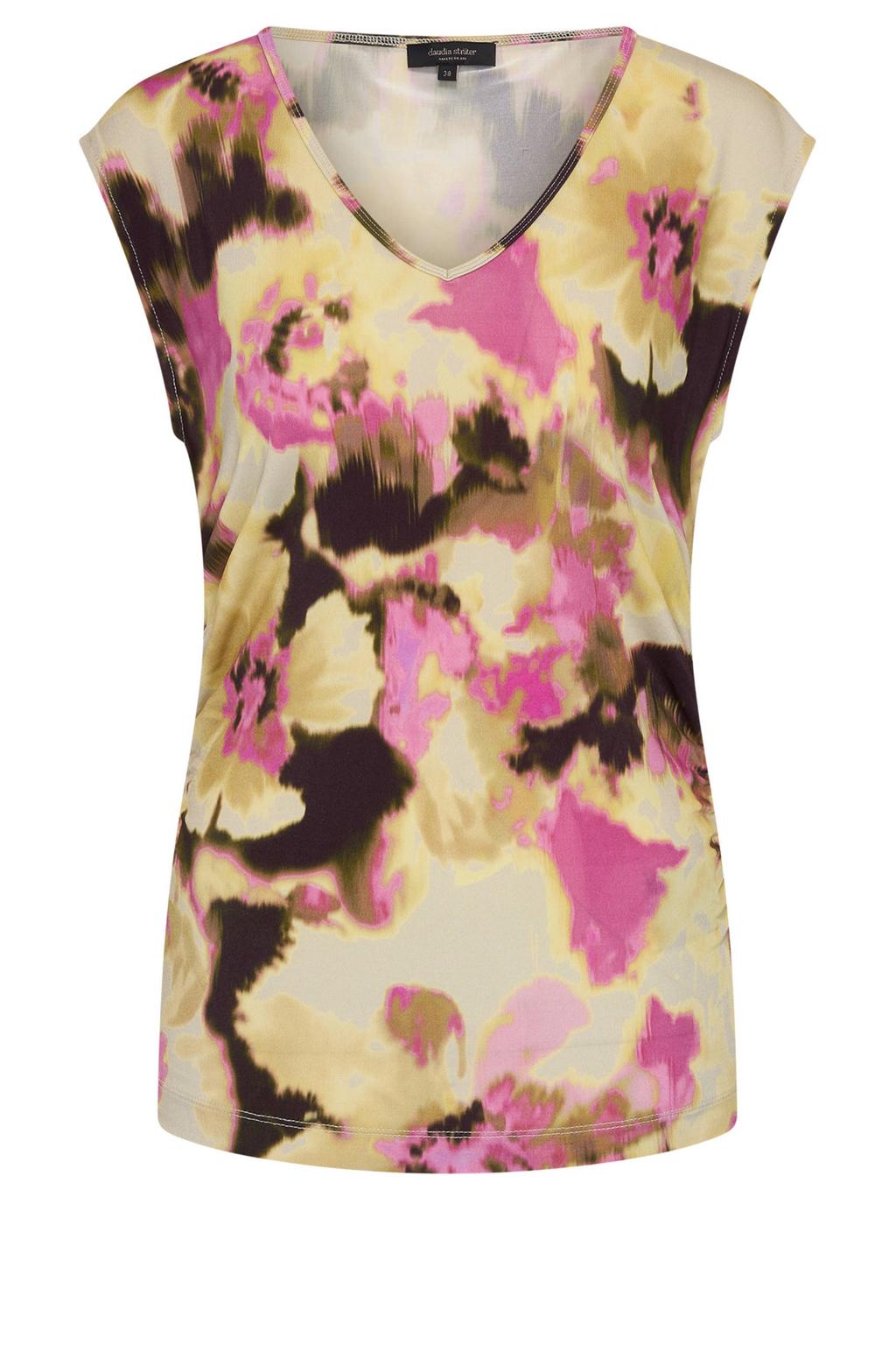Multikleurige dames CLAUDIA BY CLAUDIA STRÄTER top van viscose met V-hals