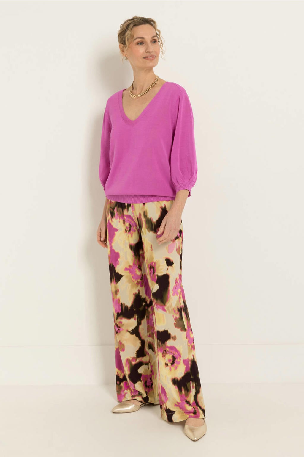 Multikleurige dames CLAUDIA BY CLAUDIA STRÄTER wide leg regular waist broek van viscose