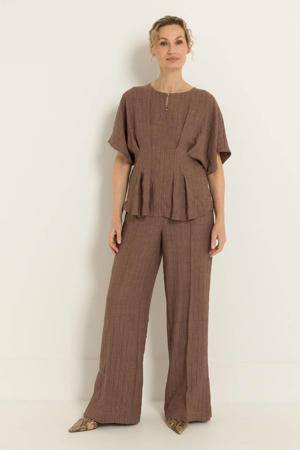 wide leg regular waist broek bruin