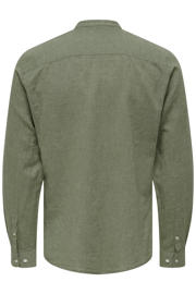 thumbnail: ONLY & SONS slim casual overhemd met linnen olijfgroen