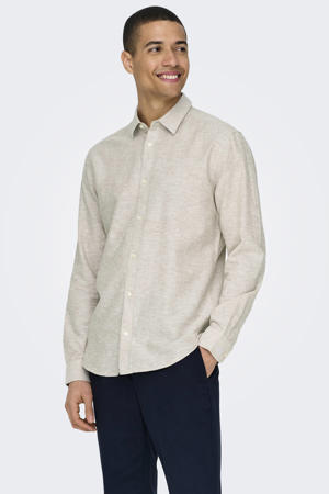 slim casual overhemd met linnen