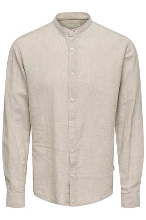 slim casual overhemd met linnen beige