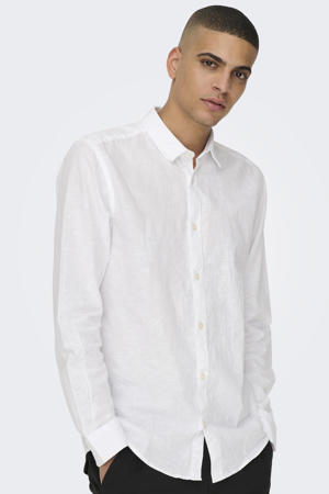 slim casual overhemd met linnen wit