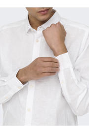 thumbnail: ONLY & SONS slim casual overhemd met linnen wit