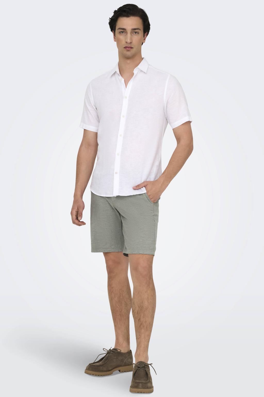 ONLY & SONS ONSMARK regular chino short met linnen lichtkaki