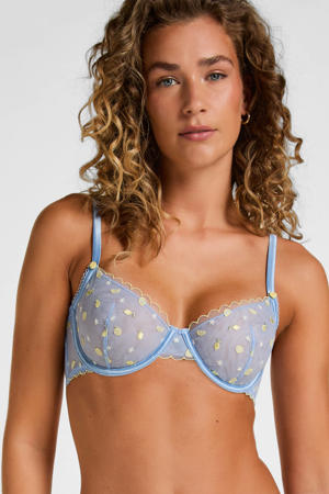 Harriet niet-voorgevormde beugelbh met borduursels - blauw