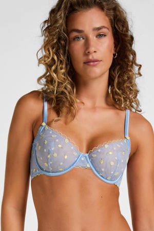 Harriet niet-voorgevormde beugelbh met borduursels - blauw