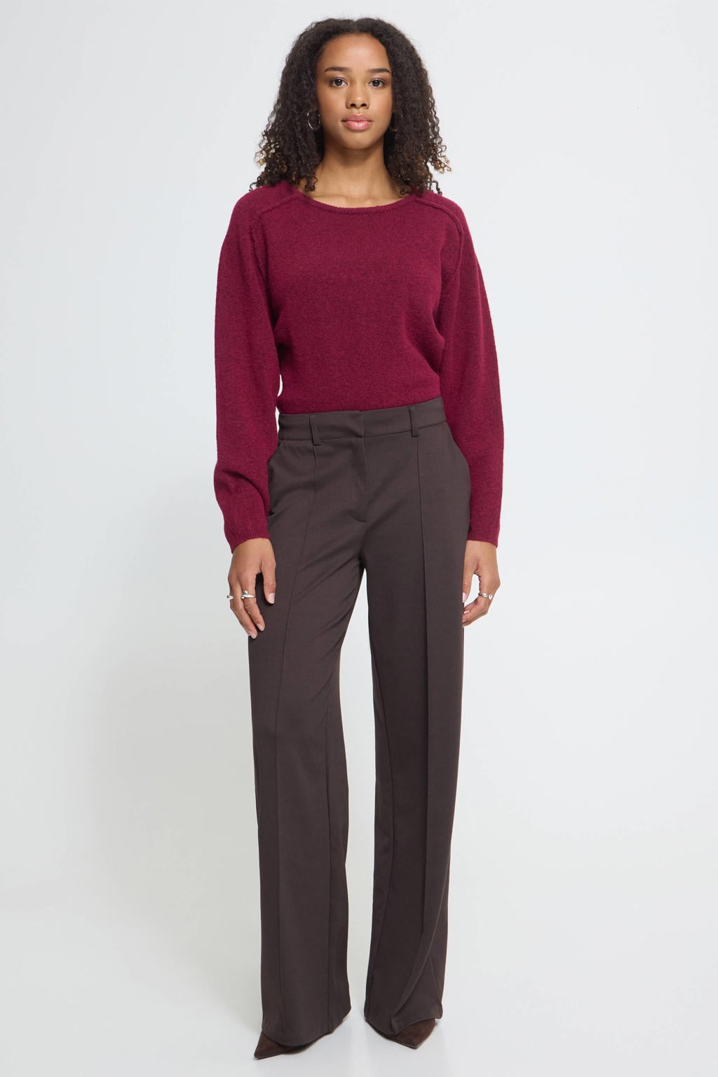 ICHI wide leg regular waist broek