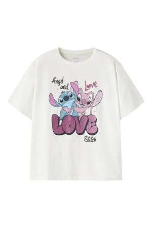 Lilo & Stitch regular fit T-shirt met print - wit