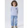 NAME IT MINI gestreepte longsleeve met borduursels - lichtgrijs