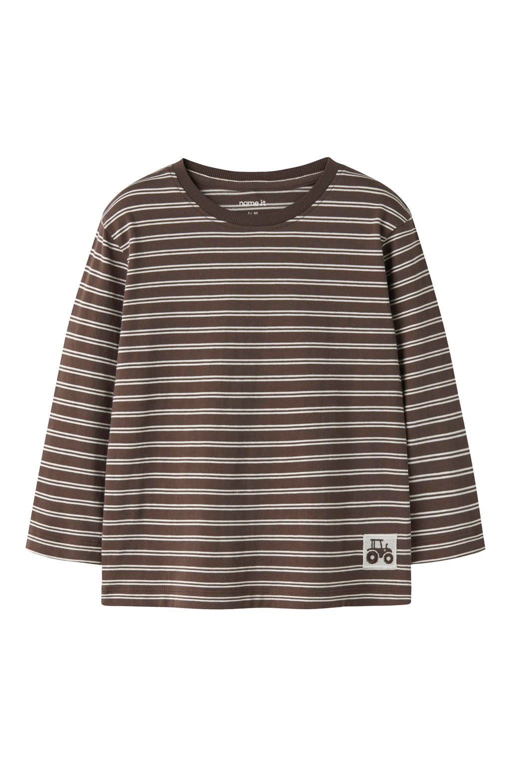 NAME IT MINI rechtvallend gestreepte longsleeve met borduursels - bruin