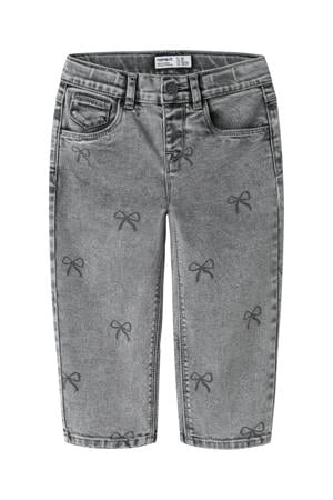 NMFBELLA mom jeans met strikjes grey denim